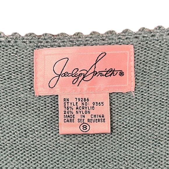 Jaclyn Smith Vintage Beaded Sweater Mint Green V Neck Womens Small - Picture 5 of 8
